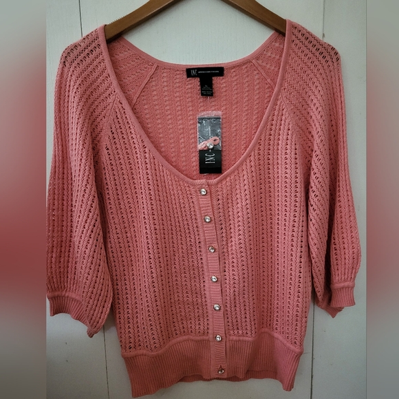 NWT INC International Concepts Pink Cardigan Sweater Sz XL - Picture 1 of 3